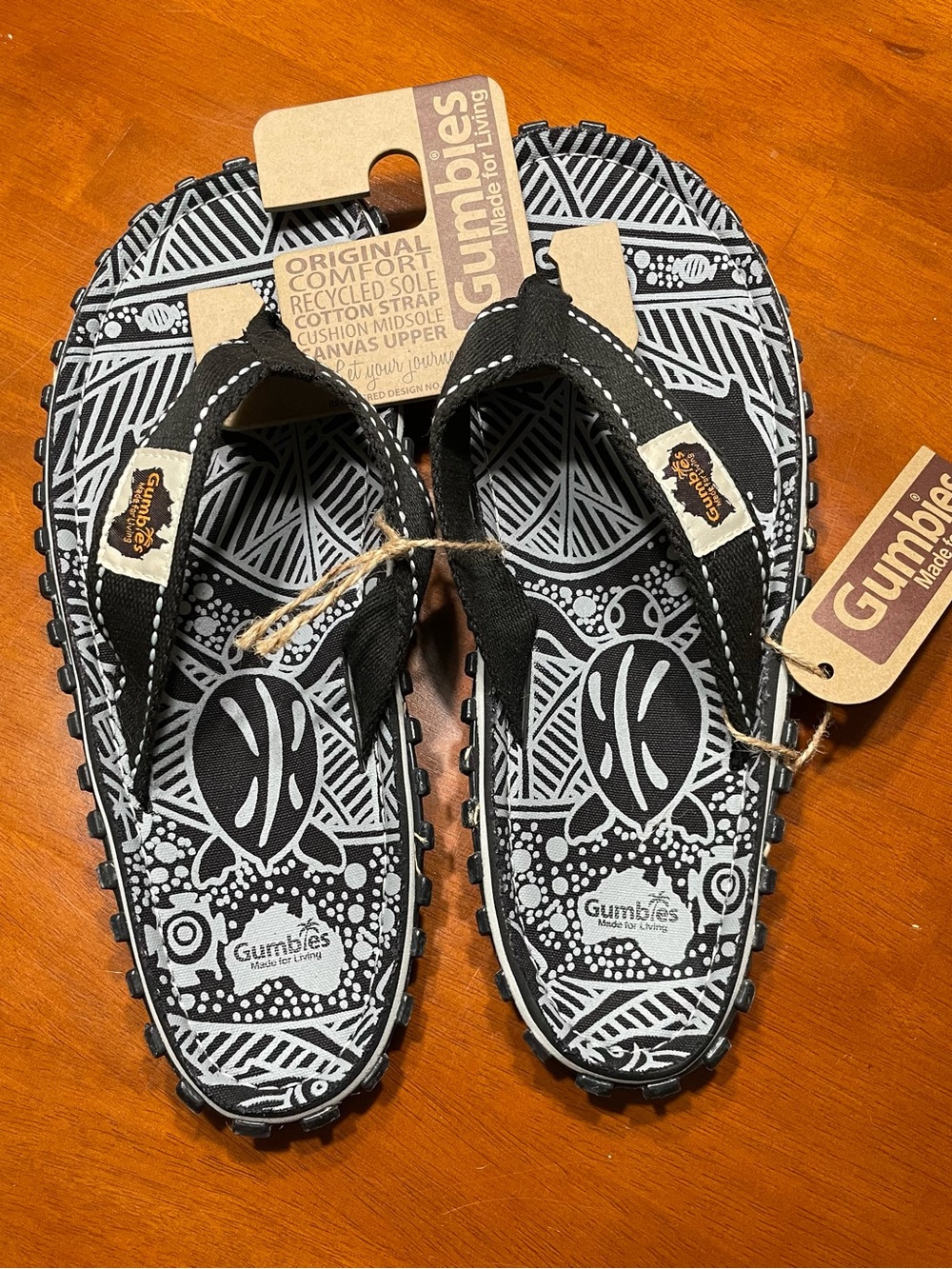 Men’s Gumbies Islander Black Patterned Flip-Flops - Comfortable Canvas Sandals